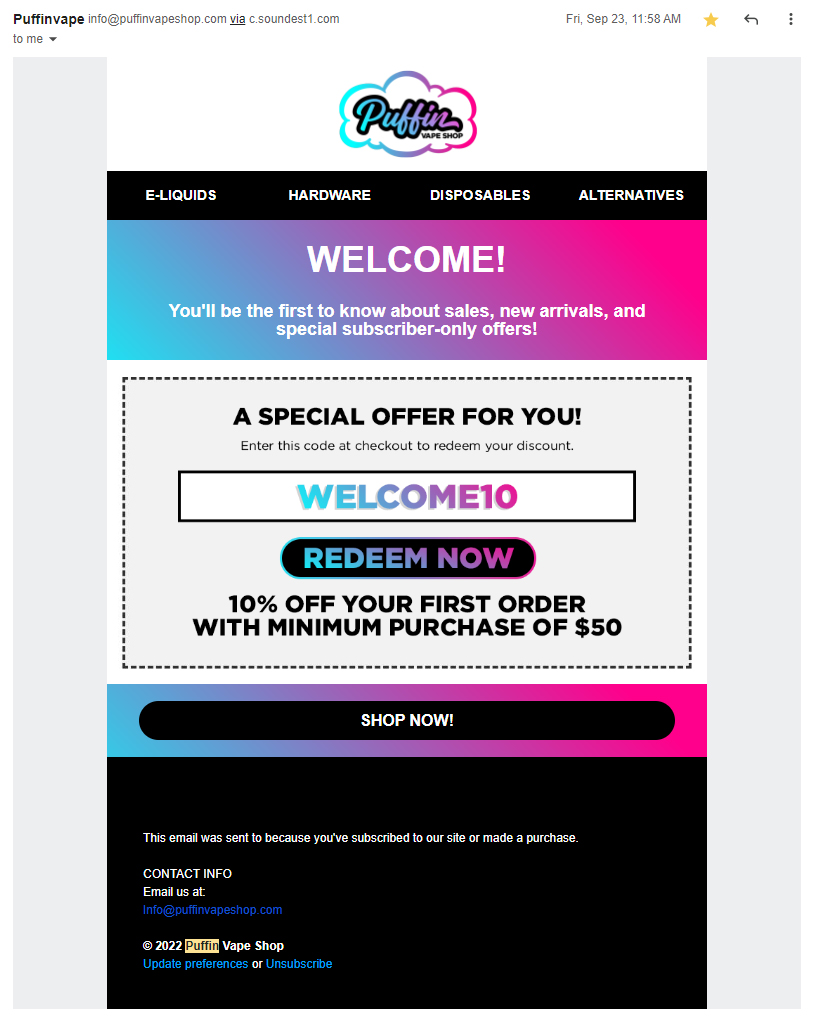 Automated Welcome Email